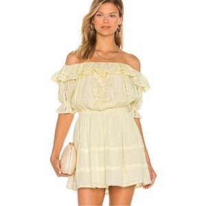 Tularosa Small Yellow Brielle Off Shoulder Mini Dress ~ Fairy Coquette Beach